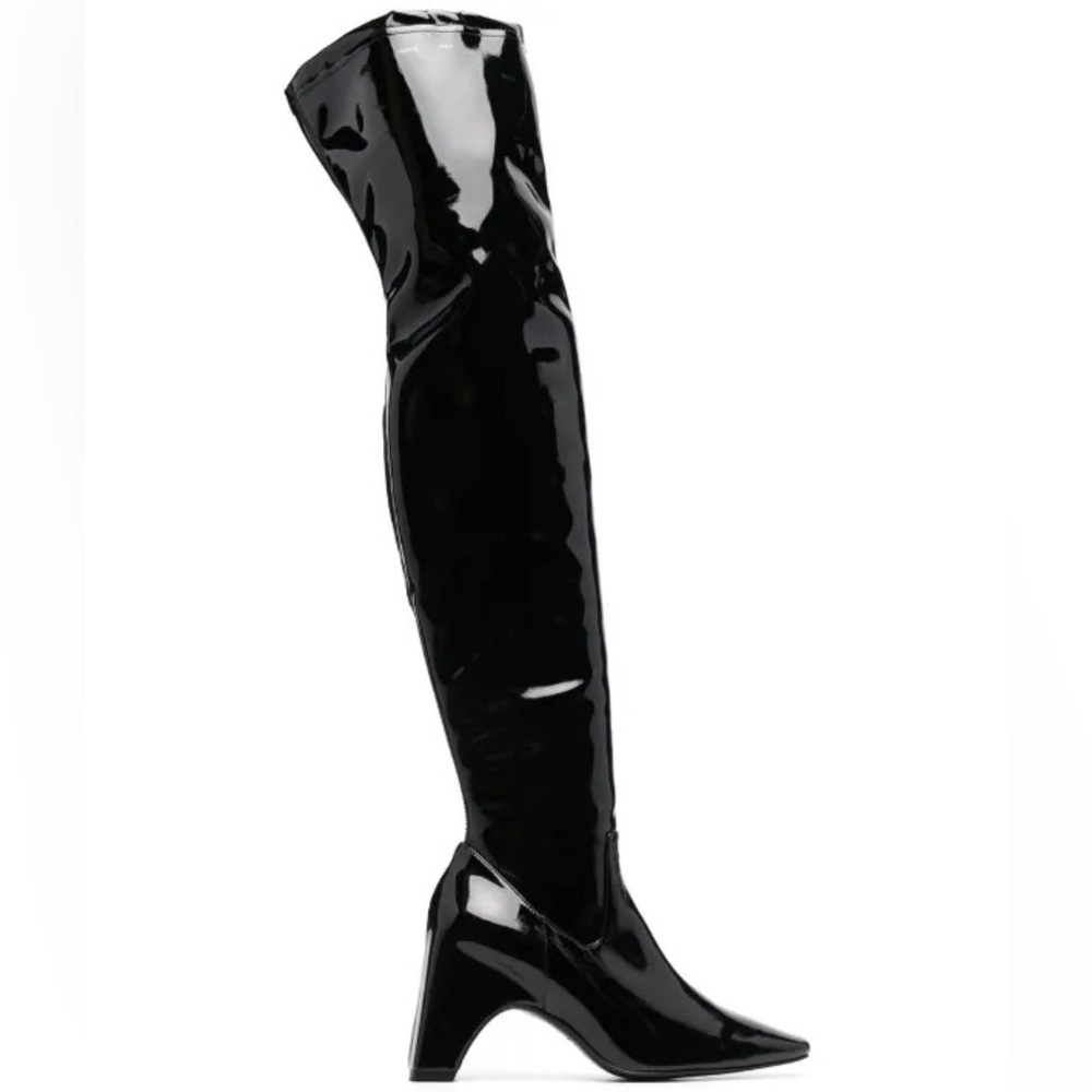Coperni Black Patent Leather Knee-High Boots